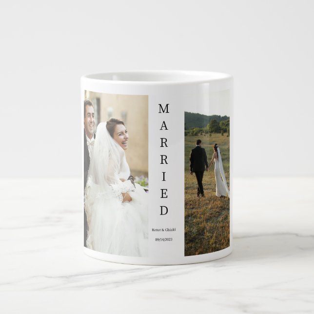 Customisable Wedding Married Photo Collage Mug (Front)