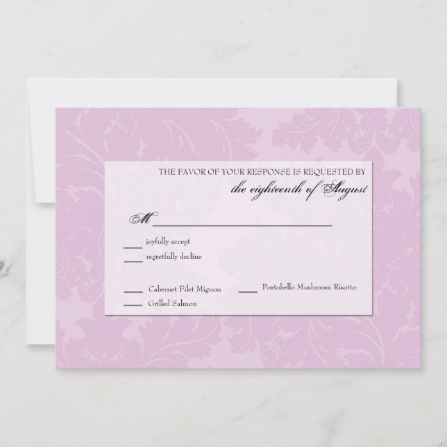 Customisable Wedding Response RSVP card (Front)