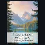 Customisable Wedding Save the Date Magnet<br><div class="desc">This fully customisable wedding date magnet is a beautiful and memorable way to announce your special day. Featuring a serene mountain and lake background inspired by the Pacific Northwest, it captures the peaceful, natural beauty that will resonate with nature-loving couples. Your names, wedding date, and location are elegantly displayed on...</div>
