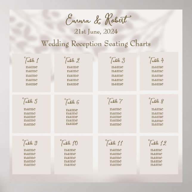 Customisable Wedding Seating Chart (Front)
