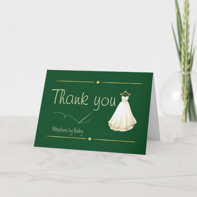 Customisable Wedding Sewing Alterations Thank You Card (Front)