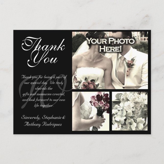 Customisable Wedding Thank You Card 3 Photos B (Front)