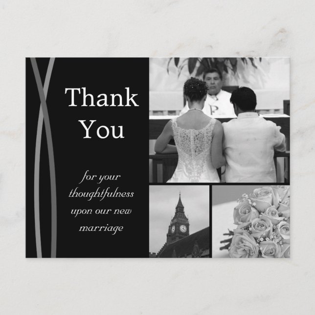 Customisable Wedding Thank You Card Photo Pictures (Front)