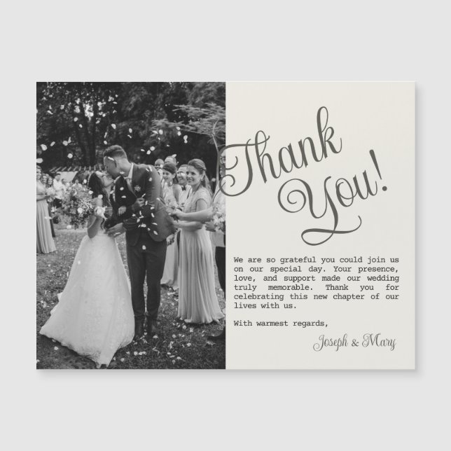 Customisable Wedding Thank You Card Photo Template (Front)