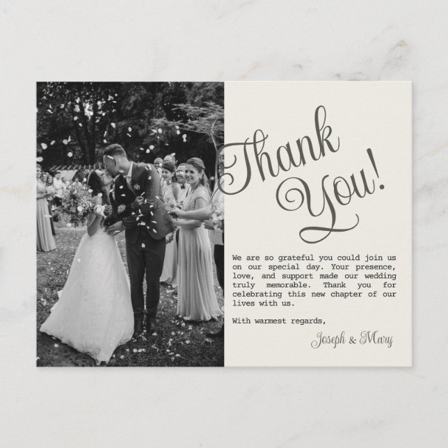 Customisable Wedding Thank You Card Photo Template (Front)