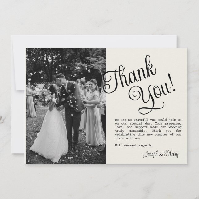 Customisable Wedding Thank You Card Photo Template (Front)