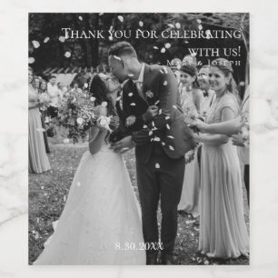 Customisable Wedding Thank You Photo Template  Wine Label
