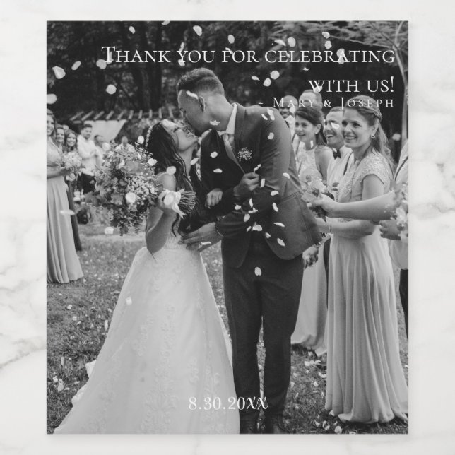 Customisable Wedding Thank You Photo Template  Wine Label (Single Label)