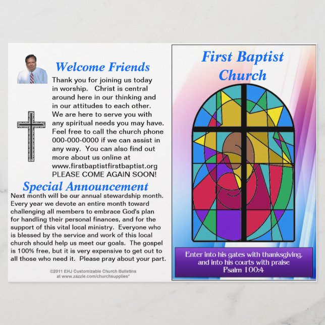 Customisable Weekly Church Bulletin (Inside Blank) (Front)