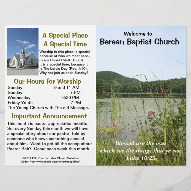Customisable Weekly Church Bulletin (Outside Only) (Front)