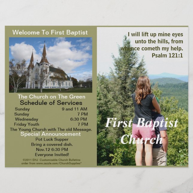 Customisable Weekly Church Bulletin (Outside Only) (Front)