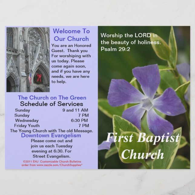 Customisable Weekly Church Bulletin (Outside Only) (Front)