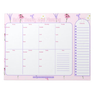 Customisable Weekly Meal Planner |Wildflowers&Bows Notepad