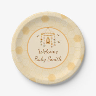 Customisable Welcome Baby Honeycomb Paper Plates