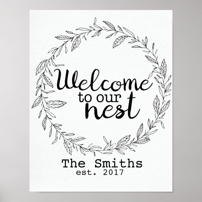 Customisable Welcome to Our Nest print (Front)