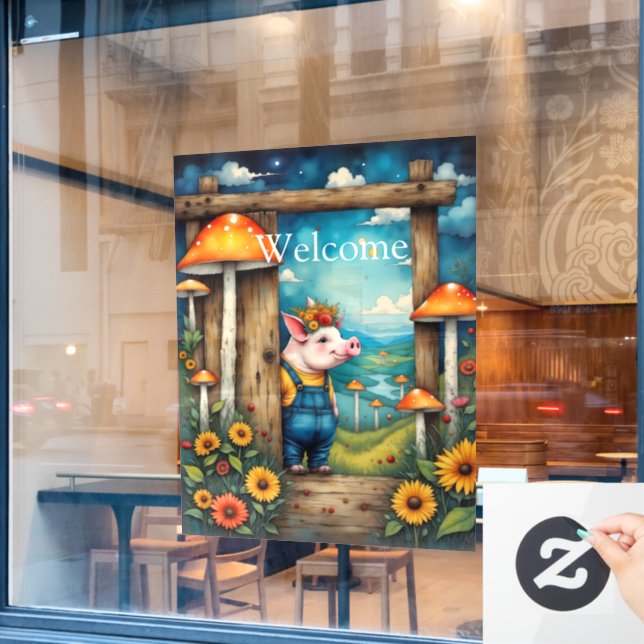 Customisable Whimsical Piglet (Cafe Window)