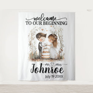 Customisable Whimsical Wedding Backdrop Tapestry