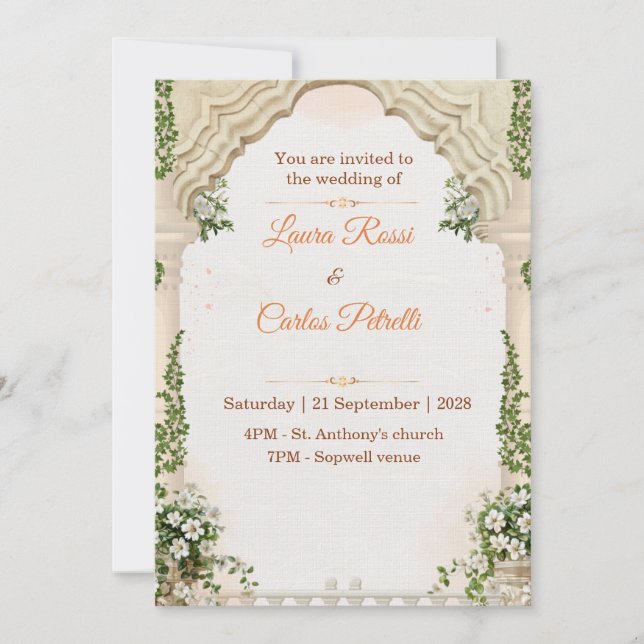 Customisable whimsical wedding invitation (Front)