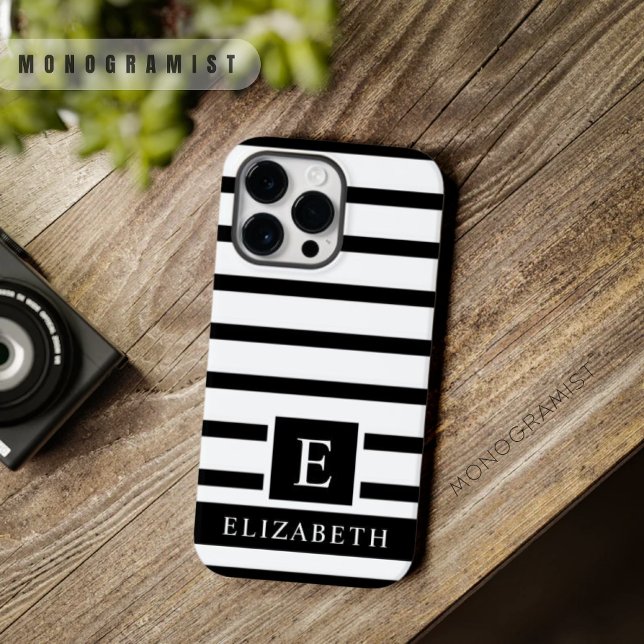 Customisable White And Black Colour Stripes  Case-Mate iPhone Case (Customizable White And Black Color Stripes Case-Mate iPhone Case)