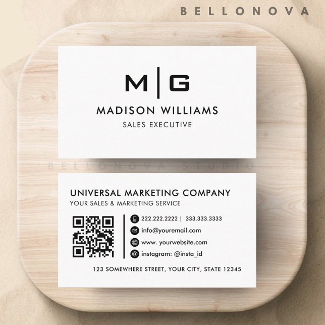 Customisable White And Black  Professional  Business Card (Customizable White And Black Professional Business Card)