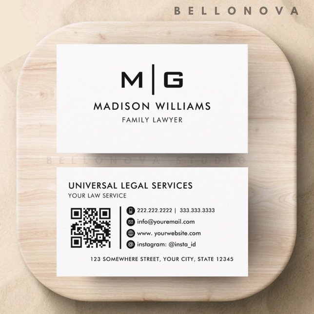 Customisable White And Black  Professional  Business Card (Customizable White And Black Professional Business Card)