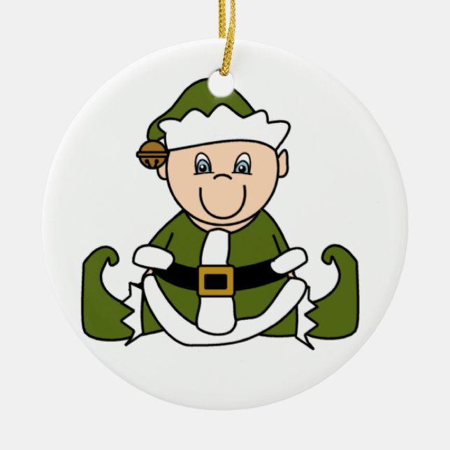 Customisable White Baby Elf Ornament (Front)