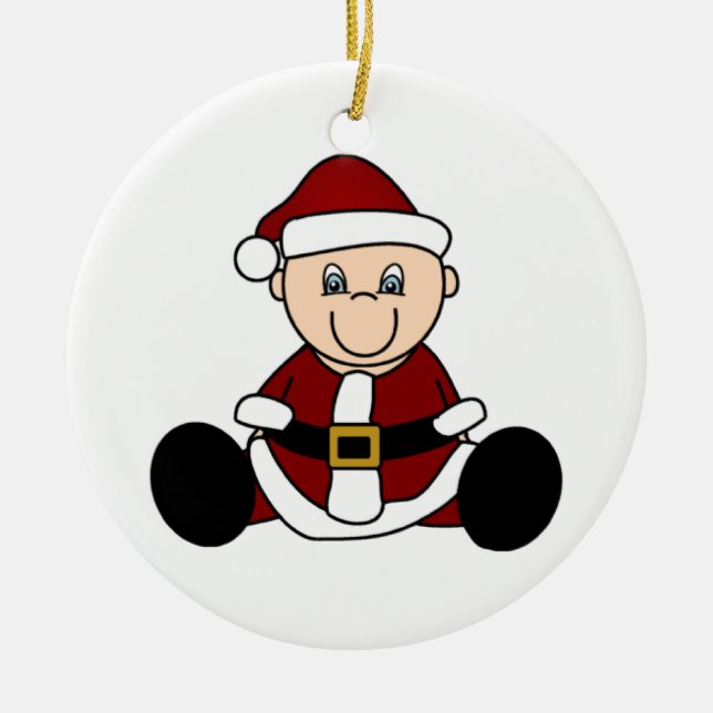 Customisable White Baby Santa  Christmas Ornament (Front)