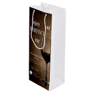 Customisable White & Black Elegant Minimalist Wine Gift Bag