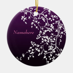 Customisable: White  blossom Ceramic Tree Decoration