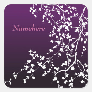 Customisable: White blossom Square Sticker