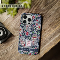 Customisable White Blue Red Paisley Pattern
