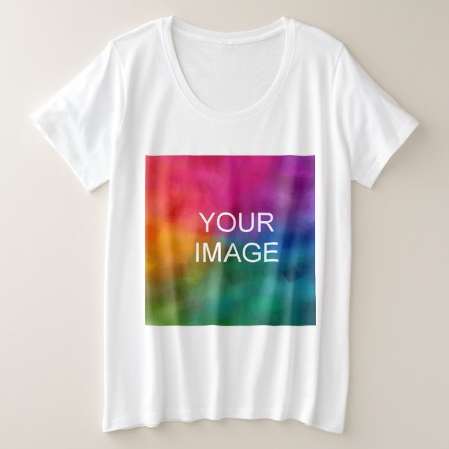 Customisable White Colour Template Upload Image Plus Size T-Shirt (Design Front)
