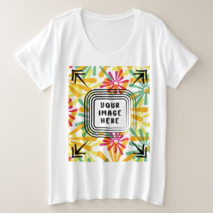 Customisable White Colour Template Upload Image Plus Size T-Shirt