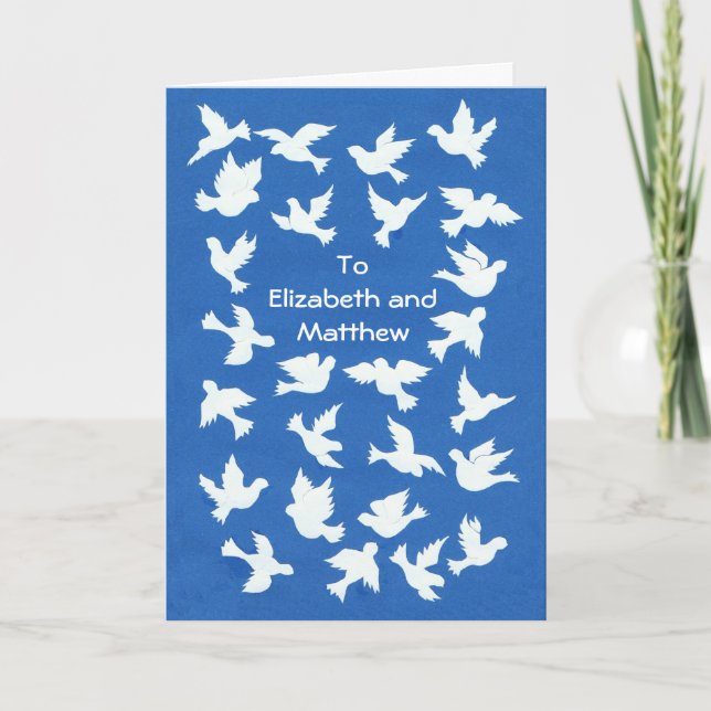 Customisable White Doves Passover Greeting Card (Front)