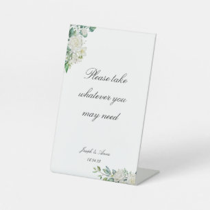 Customisable White Floral Bathroom Sign