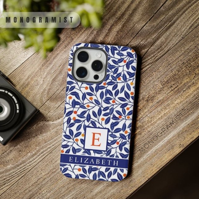 Customisable White Floral Blue Leaves Flowers iPhone Case (Customizable White Floral Blue Leaves Flowers iPhone Case)