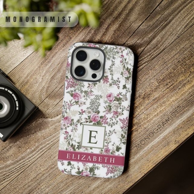 Customisable White Floral Pink Rose Flowers iPhone Case (Customizable White Floral Pink Rose Flowers iPhone Case)