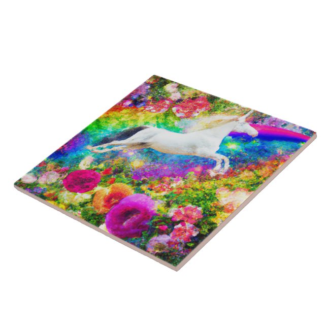 Customisable White Horse Modern Classic Picture Tile (Side)