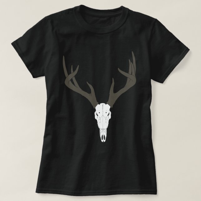 Customisable White-Tailed Deer Skull T-Shirt (Design Front)
