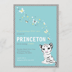 Customisable White Tiger Birthday Invitation