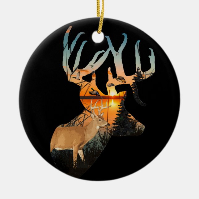 Customisable Whitetail Deer Ornament (Front)