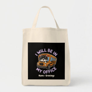 Customisable Will Be in My Office Cute Cat Driving Tote Bag