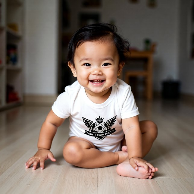 Customisable Winged Soccer Ball Logo Baby Team Baby Bodysuit (Creator Uploaded)