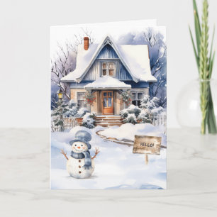 Customisable Winter Greeting Card – Snowy Delight