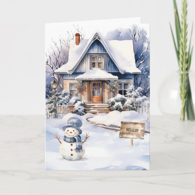 Customisable Winter Greeting Card – Snowy Delight (Front)