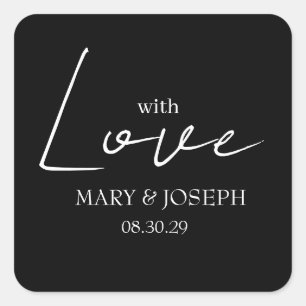 Customisable 'With Love' Wedding Typography Favour Square Sticker
