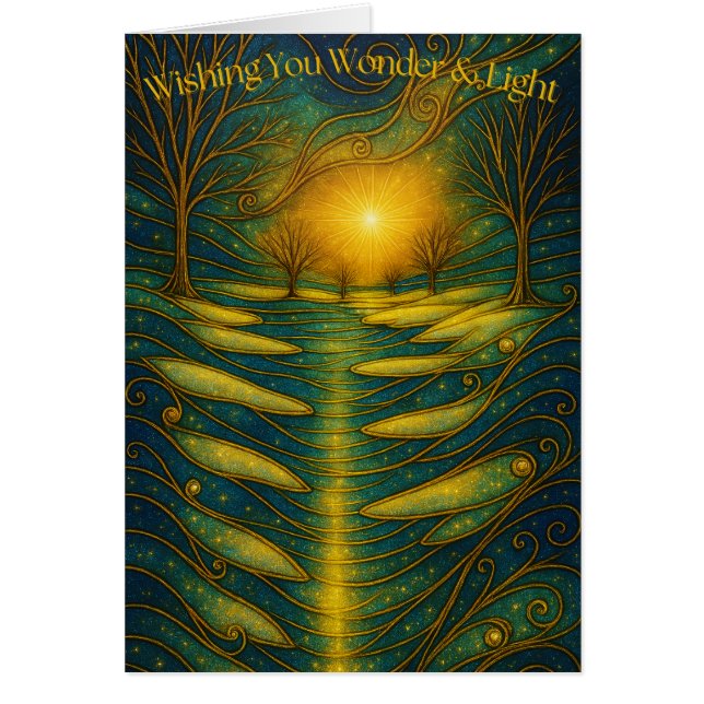 Customisable Wonder & Light Secular Holiday Card (Front)