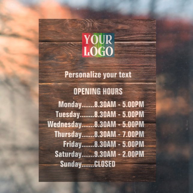 Customisable Wood Logo Text Business Opening Hours (Creator Uploaded)