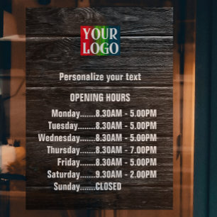 Customisable Wood Logo Text Business Opening Hours