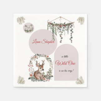 Customisable Woodland-Themed Greenery Baby Shower Napkin